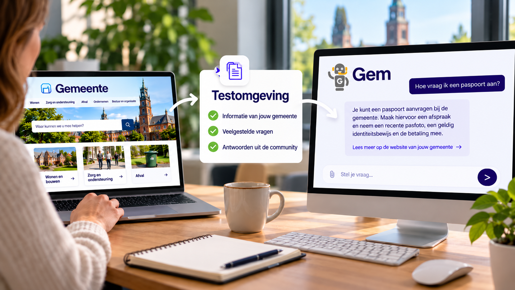 Gemeentelijke werkplek met slimme assistent
